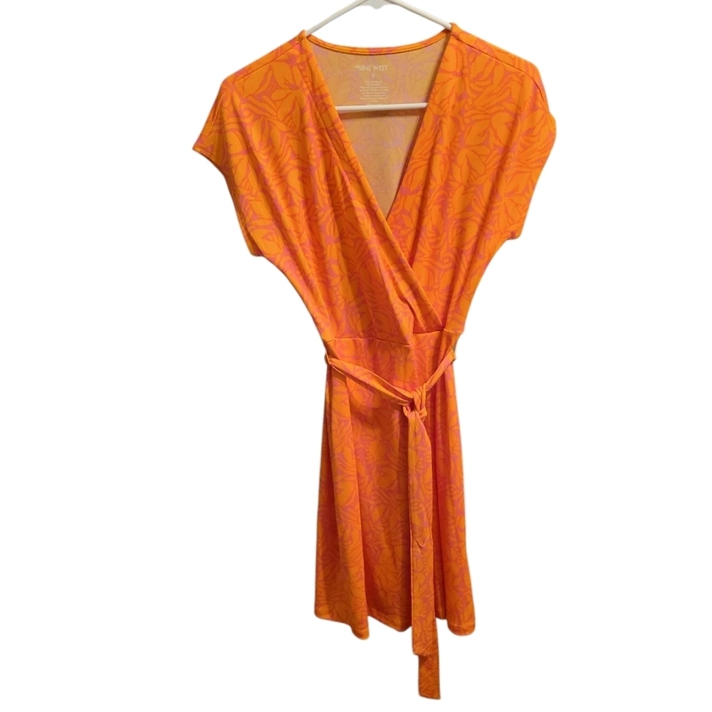 Nine West Women's Orange Faux Wrap Dress. Small, NWT